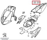 Carena spate originala Peugeot - Speedfight 2 - Speedfight WRC - X -Race - X-Team 2T 50-100cc (alba)