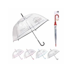 Umbrelă panoramică transparentă, umoristică, roșu, compactă
