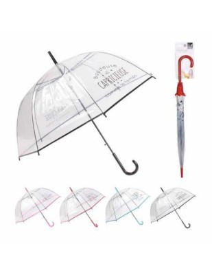 Umbrelă panoramică transparentă, umoristică, roșu, compactă foto