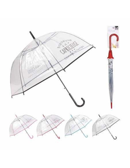 Umbrelă panoramică transparentă, umoristică, roșu, compactă