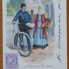 Carte postala cromolitografiata , Posta din Romania , 1901 , cromo