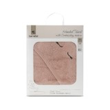 Prosop de baie cu gluga si broderie, Lorelli, 90 x 90 cm, bumbac, Smoke Rose