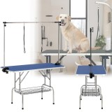 Masă de tuns și trimat pentru veterinar cu două lesuri pe un braț reglabil, blat antiderapant, coș pentru accesorii.
