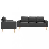 vidaXL Set de canapele, 2 piese, gri &icirc;nchis, material textil