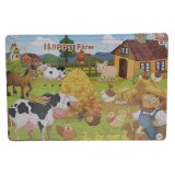 Puzzle piese mari ferma animalelor fericite 24 piese, 42cm x 28 cm, jumbo