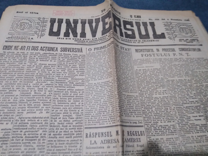 ZIARUL UNIVERSUL 6 NOIEMBRIE 1947