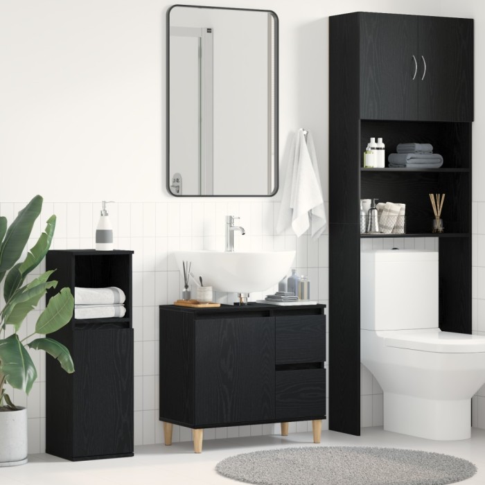 vidaXL Dulap de Baie cu ușă Stejar negru 65 x 33 x 60 cm Lemn compozit 862811