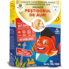 Pestisori gumati cu Omega-3 aroma de lamaie verde si capsuni, 36 jeleuri, Moller&#039;s