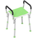 HOMCOM Scaun de duș din aluminiu, reglabil pe &icirc;nălțime, cu cotiere și picioare antiderapante, verde | Aosom Romania