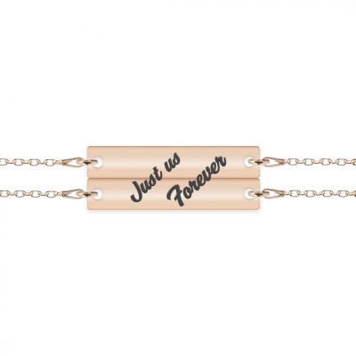 Forever - Set bratari din argint 925 placat cu aur roz tablite personalizate pentru cuplu foto