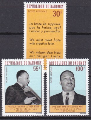 DB1 Dahomey Premiul Nobel pt. Pace Martin Luther King 3 v. MNH foto