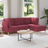 vidaXL Set de mobilier pentru living cu pernă 4 pcs Roșu Vin Țesătură 3413690