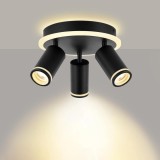 Cumpara ieftin Spot LED 56W, 3 capete orientabile, aplicat pe tavan / perete, culoare corp negru, diametru 25CM, lumina calda/neutra/rece