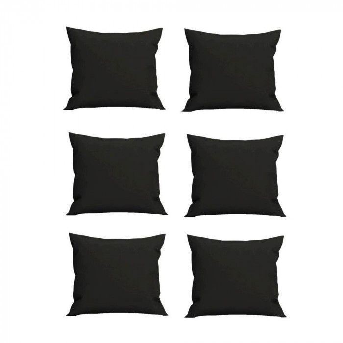 Set 6 Perne decorative patrate, 40x40 cm, pentru canapele, pline cu Puf Mania Relax, culoare negru