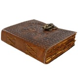 Agenda Jurnal din piele naturala cu pagini tip pergament si inchidere metalica - Copac antic