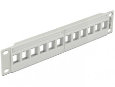 Patch Panel 10" pentru keystone 12 porturi gri, Delock 43309