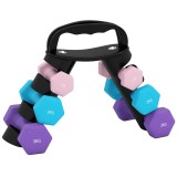 SPORTNOW Set de Gantere pentru Sală cu Suport Pliabil, 2x1 kg, 2x2 kg, 2x3 kg, Gantere Hexagonale din Metal cu M&acirc;ner, Antrenament Fitness Acasă, Roz,