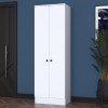 Cuier cu pantofar Mina cu 2 usi, Alb - Nuc, 60 x 183 x 38 cm