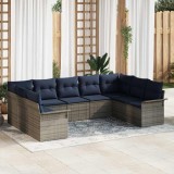 vidaXL Set de canapele pentru grădină 9 pcs Gri deschis poliratan 3354194