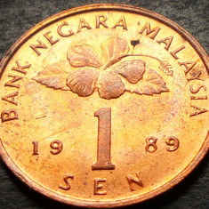Moneda exotica 1 SEN - MALAEZIA, anul 1989 *cod 5178 = A.UNC
