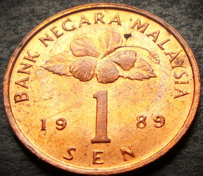 Moneda exotica 1 SEN - MALAEZIA, anul 1989 *cod 5178 = A.UNC foto