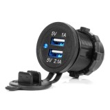 &Icirc;ncărcător auto cu mufe USB impermeabile 3.1A 2xUSB 12V 24V AMIO-04216