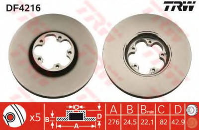 Disc frana FORD TRANSIT caroserie (FA) (2000 - 2006) TRW DF4216 foto