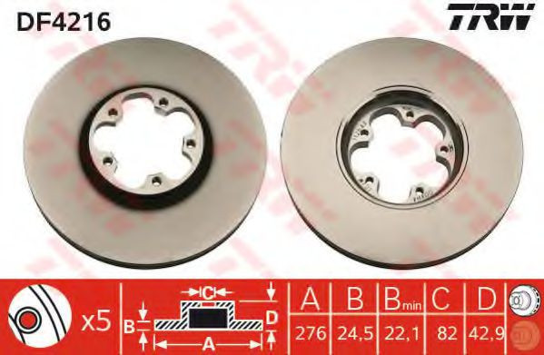 Disc frana FORD TRANSIT bus (FD, FB, FS, FZ, FC) (2000 - 2006) TRW DF4216