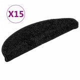 Cumpara ieftin Covorase pentru scari, 15 buc., 56x17x3 cm, negre, semirotunde