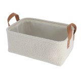 Coș Depozitare Rectangular Poliester Finisaj Pufos 39X27X15,5 Cm &ndash; Alb | Organizatoare Baie