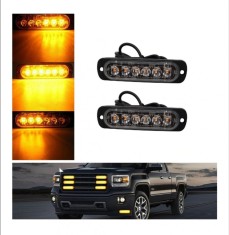 Set Lampi Stroboscopice 6 LED-uri Auto Utilaje Agabaritice Avertizare Stroboscoape Platforma Remorci foto