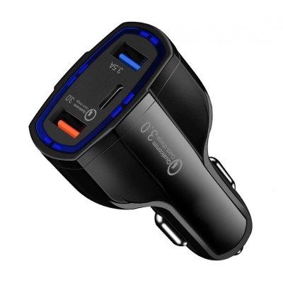 Incarcator Auto Techstar&amp;reg; Turbo Fast, 5V, 3.5A ,QC3.0, DUAL USB, Universal, Negru foto