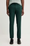 HUGO pantaloni cu l&acirc;nă culoarea verde, mulată, 50547336