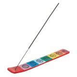 Suport Lemn Betisoare Parfumate, 7 Chakre, 26x3.5cm, Multicolor, Oem