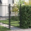 VidaXL Poartă de gard, o ușă, cu v&acirc;rf arcuit, negru, 1 x 1,75 m, oțel 145743