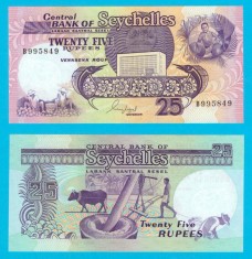 Seychelles (p#33) 25 Rupees 1989 UNC &#039;Moară primitivă&#039; serie: B995849