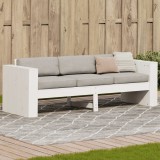 Canapea gradina 3 locuri vidaXL, lemn masiv pin, alb 189 cm. Banca terasa exterior