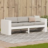 Canapea de gradina 3 locuri, alb, 189x60x62 cm, lemn masiv pin GartenMobel Dekor, vidaXL