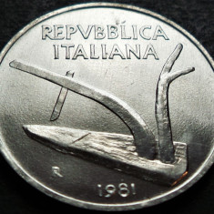 Moneda 10 LIRE - ITALIA, anul 1981 * cod 5401 = UNC din FASIC BANCAR