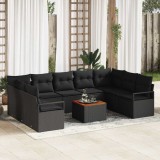 Cumpara ieftin Set de canapele pentru gradina 10 buc. Negru poliratan