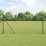 Set de St&acirc;lpi de Gard Gri 1 x 10 m Oțel Galvanizat