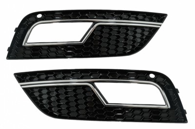 Grile Laterale Bara Fata Audi A4 B8 Facelift (2012-2015) RS4 Design Negru &amp;amp; Chrome Performance AutoTuning foto