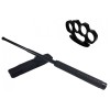 Set Autoaparare: Baston Telescopic Police 49cm Otel Negru + Box Metalic Ideallstore 12x7cm, Grosime 0.5cm, Husa Curea
