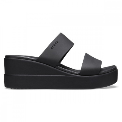 Papuci Crocs Brooklyn Mid Wedge Negru - Black/Black foto