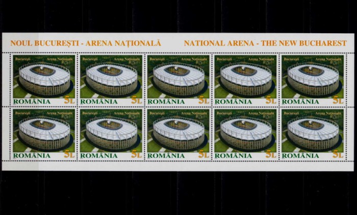 RO 2011 ,LP 1915c ,&quot;Bucuresti- Arena Nationala&quot; , minicoala de 10 marci , MNH