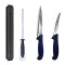 Set profesional de macelarie, injunghiat, transat, filetat, dezosat, 2 cutite, suport magnetic, masat pentru ascutit