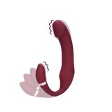 Vibrator dublu LOVELINE Bendable Vibrating Strapless Strap-On, strap-on fără ham, 20 funcții de vibrație, 19 cm, roșu