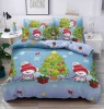 Lenjerie Pat Craciun Finet 6 Piese Pat Dublu Elastic 180x200 Albastru Bleu Jojo Home - Cearceaf Pilota 4 Fete Perna
