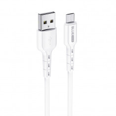 Cablu Date si Incarcare USB la MicroUSB BLUE Power BDU01 Novel, 1 m, 2.4 A, Alb