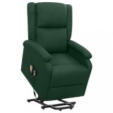 VidaXL Fotoliu masaj rabatabil vertical, verde &icirc;nchis, material textil